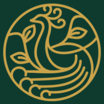 The Nawab Society crest: a peacock above waves within a circle
